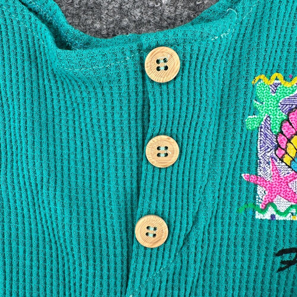 Vintage Florida Souvenir Teal Knit Romper Gator Creek Made in the USA Medium - Picture 6 of 8